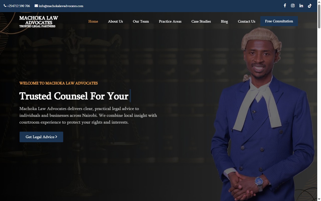 Screenshot of Machoka Law Advocates