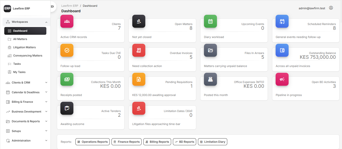 Screenshot of Mugenya Law Portal: Secure operations portal