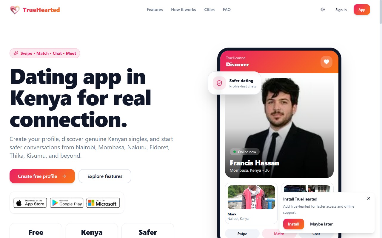 Screenshot of TrueHearted