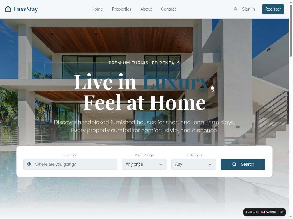 Furnished  Houses Booking Website